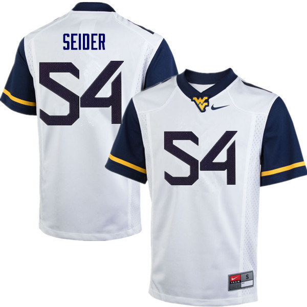 Men #54 JahShaun Seider West Virginia Mountaineers College Football Jerseys Sale-White - Click Image to Close